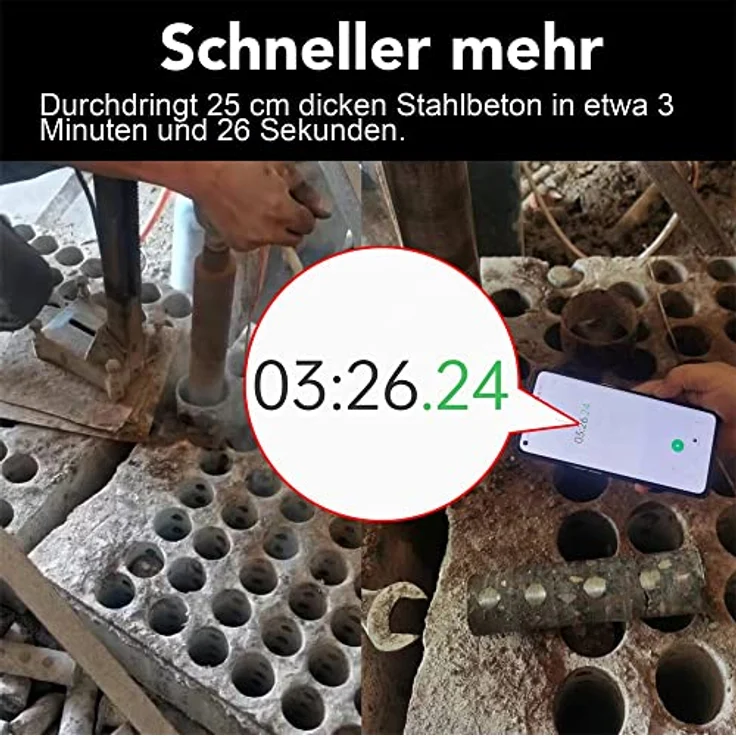 Melko Diamantbohrkrone für Kernbohrgerät 26mm für Mauerwerk, Granit, Stahlbeton, Naturstein und Beton – Bild 8