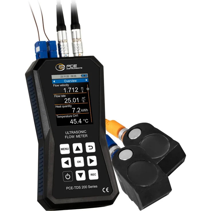 PCE Instruments Ultraschall-Durchflussmessgerät PCE-TDS 200+ M, ±32 m/s Messbereich, 2,8" LC Farbdisplay