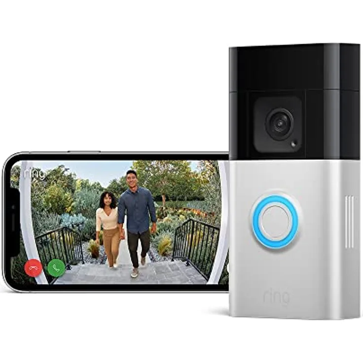 Ring Battery Video Doorbell Plus von Amazon | Kabellose Videotürklingel mit Kamera, 1536p-HD-Video, Kopf-bis-Fuß-Aufnahme, Nachtsicht in Farbe, WLAN, Selbstinstallation