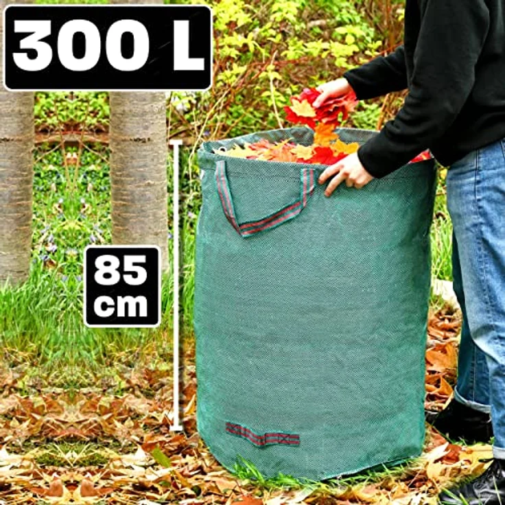 3x Gartenabfallsack 300 Liter - Laubsack Mit 4 Reißfesten Griffen - Stabil - Faltbar - Wiederverwendbar - Robustes Polypropylen – Bild 4
