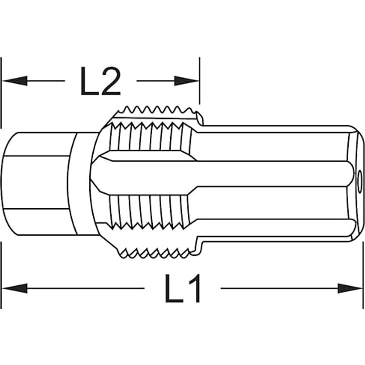 KSTOOLS Gewindeschneider mit Führungsbolzen für Temperatursensoren, M14x1,5, kurze Ausführung mit 6 Schneiden und Reinigungsnuten – Bild 5