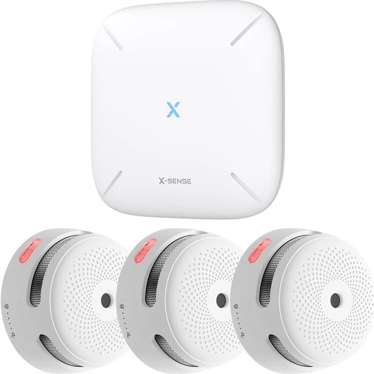 X-SENSE FS31, SBS50 Basisstation mit 3x XS01-M WLAN-Rauchmeldern, kompatibel mit FS31/FS61/FS121, weiß
