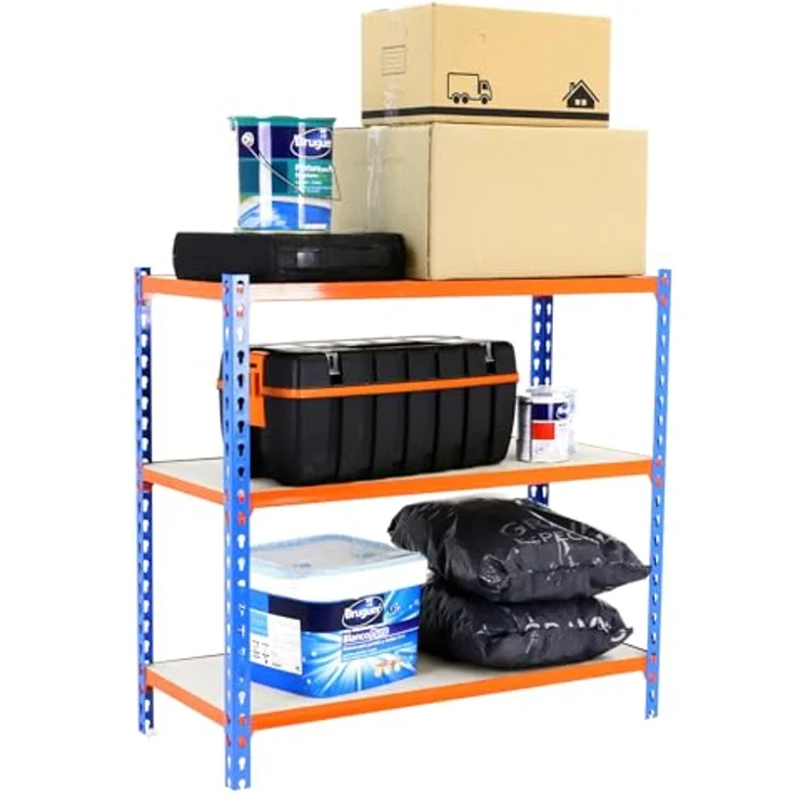 Simonrack Maderclick SuperPlus Metallregal, belastbar bis 200 kg pro Boden, 3 Böden, blau, Stecksystem – Bild 7