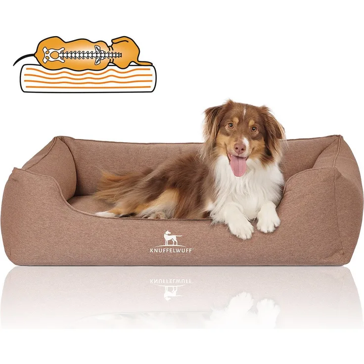 Knuffelwuff Hundebett Leano, Orthopädisch mit Memory Foam Kern, beige