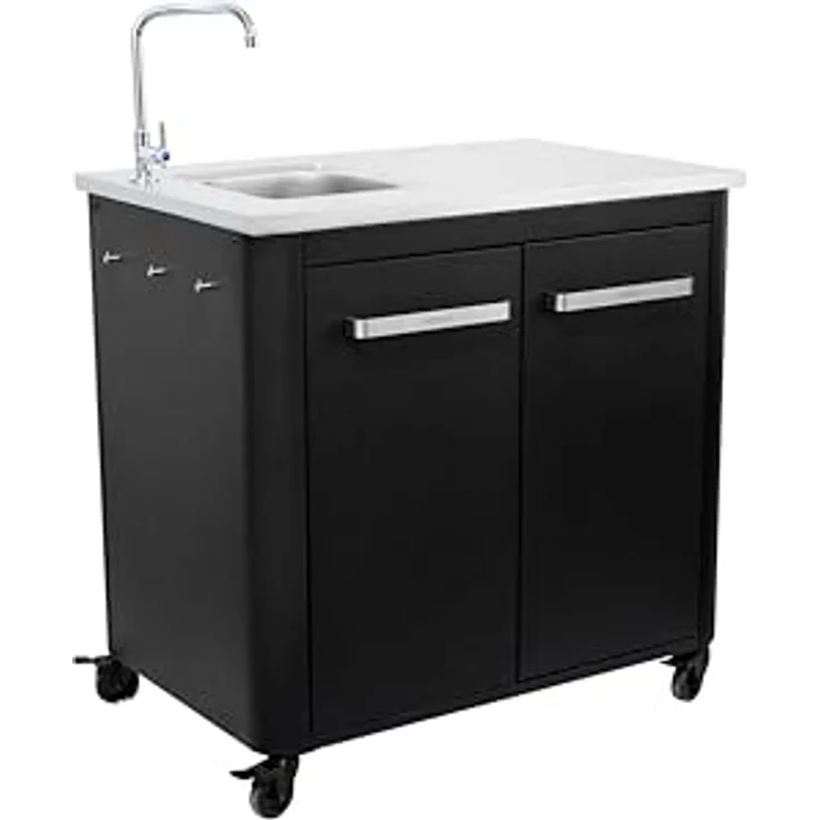 Cozze Outdoor-Küche 90 cm, Spülenschrank mit Edelstahl-Spüle und Wasserhahn – Bild 4