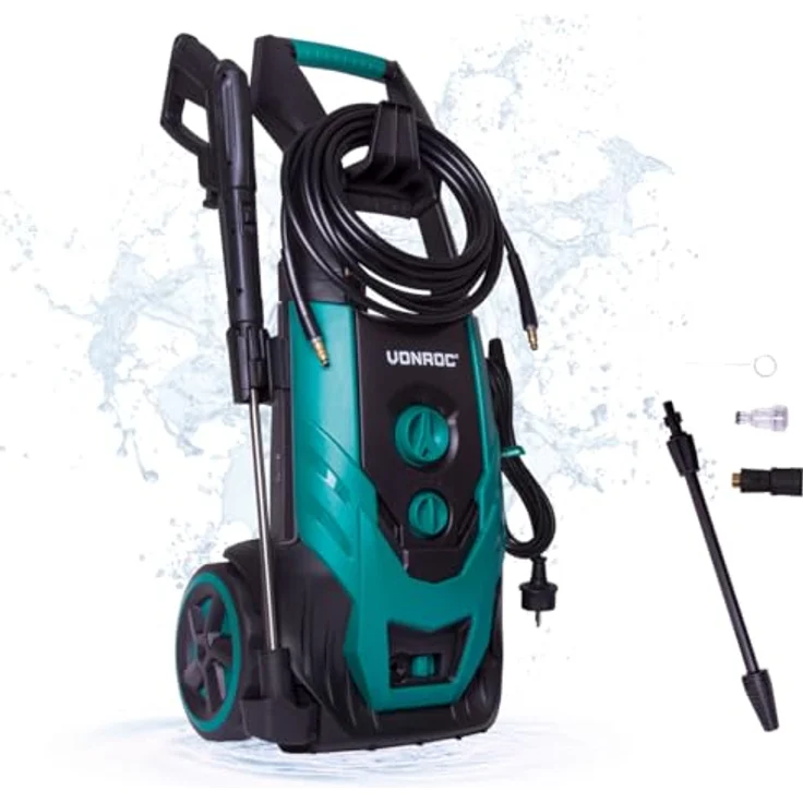 VONROC Hochdruckreiniger, 2200 W, 170 bar, 450 l/h, 8-teilig mit Reinigungstank und Aluminium-Pumpe, inkl. Zubehör-Kit – Bild 2