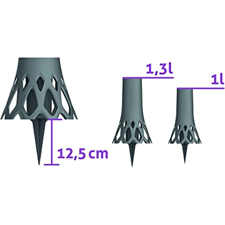 Plastia Grabvase mit Erdspieß Roseta Anthrazit 1 L - Friedhofsvase aus Kunststoff - Steckvase als Grabschmuck - UV-und witterungsbeständige Blumenvase – Bild 4