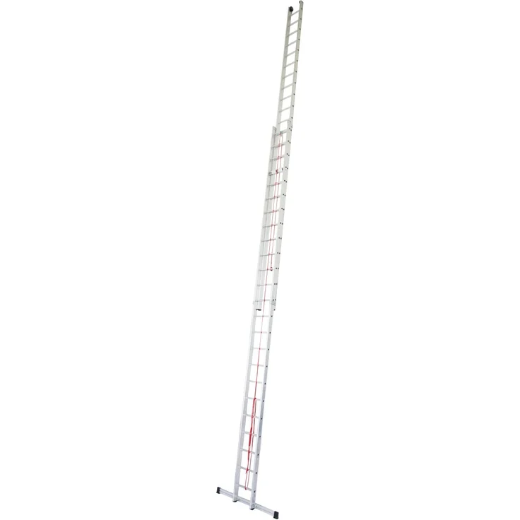 Krause Aluminium-Seilzugleiter STABILO 7,70 m, Sprossen-Leiter mit Wandlaufrollen, Aluminium-Führungsprofile, Automatische Einfangschaukel - Grau