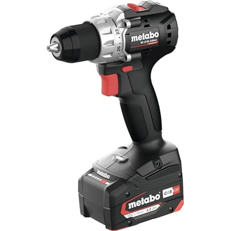 Metabo Akku-Bohrschrauber BS 18V BL BlackEdition, bürstenlos mit 4,0Ah Akku und Ladegerät, inkl. Schnellspannbohrfutter und LED-Arbeitslicht – Bild 1