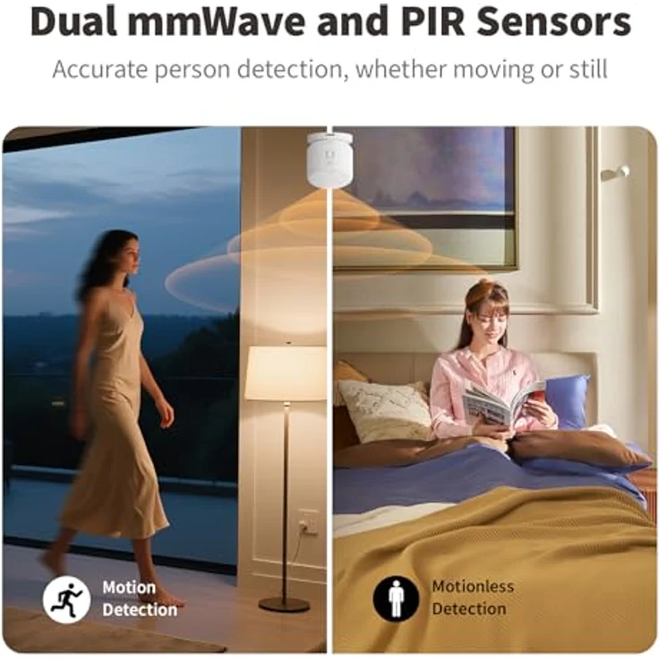 Aqara FP300 Präsenzsensor, Drahtloser 5-in-1-Bewegungsmelder mit mmWave, PIR, Licht, Temperatur-& Feuchtigkeitserkennung, Kompatibel mit HomeKit, Alexa, Google Home, Weiß – Bild 3