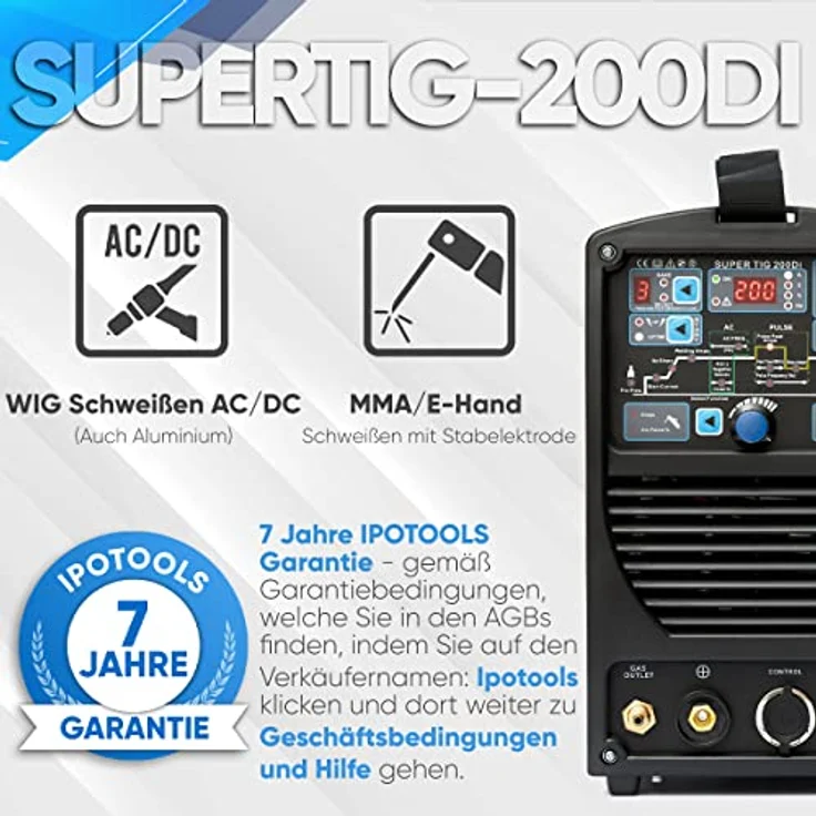IPOTOOLS WIG IGBT Inverter AC-DC SUPER TIG-200Di Pulse HF und MMA TOP !!! - Ipotools – Bild 6