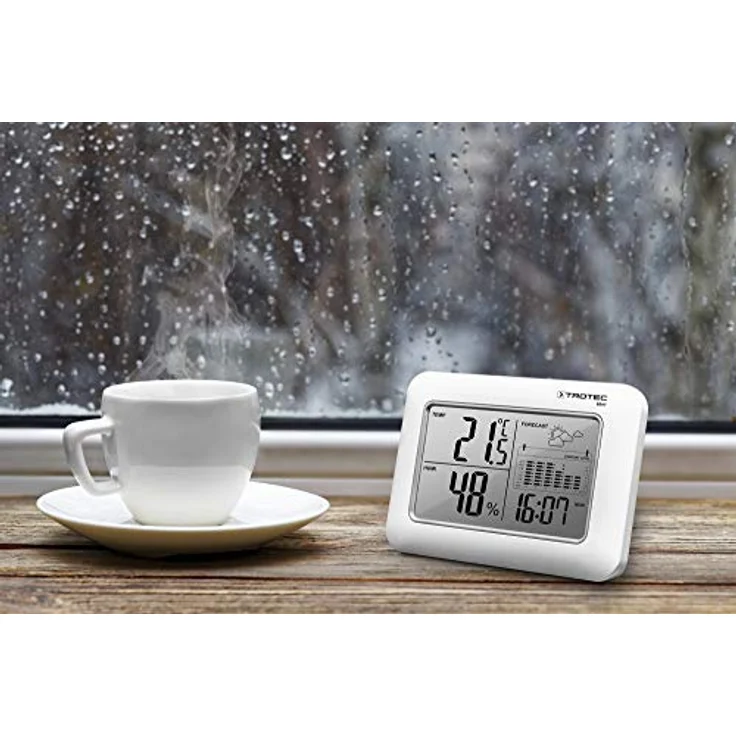 TROTEC BZ07 Wetterstation 6-in-1 mit Innenraum-Klimawerten, Wettertrend-Anzeige, 12-Stunden-Temperaturstatistik, Wohlfühlindikator und Digitalwecker – Bild 5