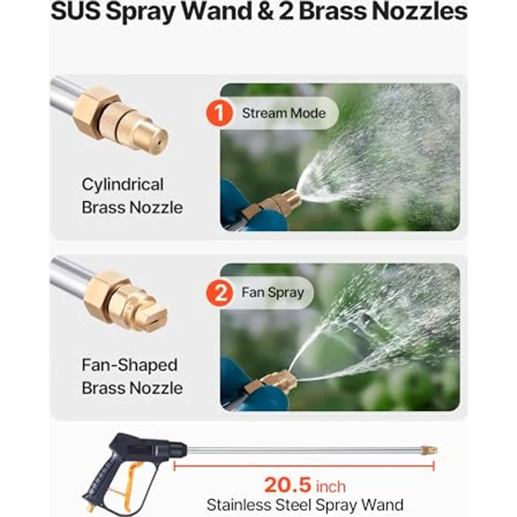 VEVOR Drucksprüher MD-132, 13,2L Edelstahl-Sprühgerät, Hochleistungs-Pumpsprüher mit ergonomischem Pistolengriff, 48 Zoll Schlauch, 2 Messingdüsen für Bau und Garten – Bild 3