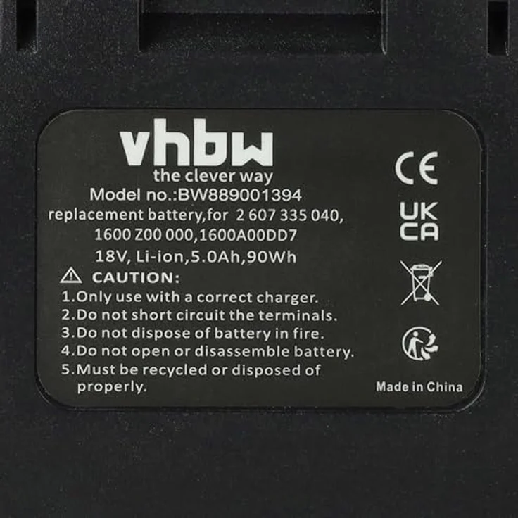 vhbw Akku kompatibel mit Bosch AHS 48/52 LI, AHS 55-20 LI, AHS 50-20 LI, AdvancedOrbit 18 Werkzeug, Akku-Gartengerät (5000 mAh, Li-Ion, 18 V) - schwarz/rot – Bild 5