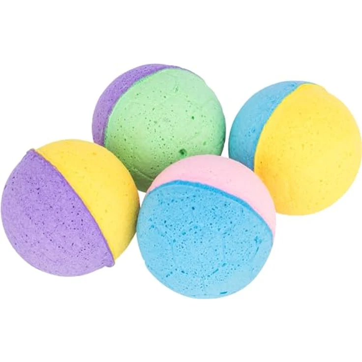 TRIXIE weicher Schaumstoff-Gummi-Ball, ø 3,5 cm, 4 Stück, bunt, Tierspielzeuge – Bild 1
