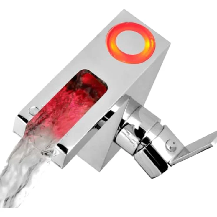Franz Joseph Schütte GmbH LED-Waschtischarmatur Orinoco, Chrom, Temperaturanzeigen in LED-Farben, 25mm Kartusche mit Keramikdichtscheiben – Bild 3