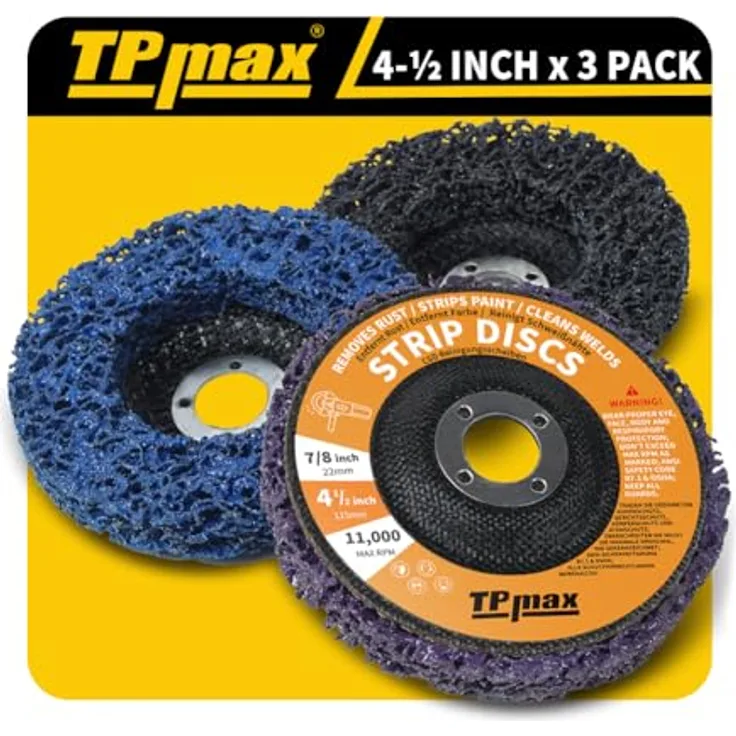 TPmax 115 mm Streifenscheiben, Schleifscheiben für Rost- und Farbentfernung, 3 Stück (lila/blau/schwarz)