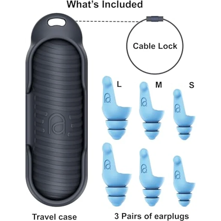 Mixx Assistive Audio Flight, Gehörschutz-Earplugs, wiederverwendbar aus medizinischem Silikon, 3er Set mit Reiseetui, verschiedene Größen – Bild 4
