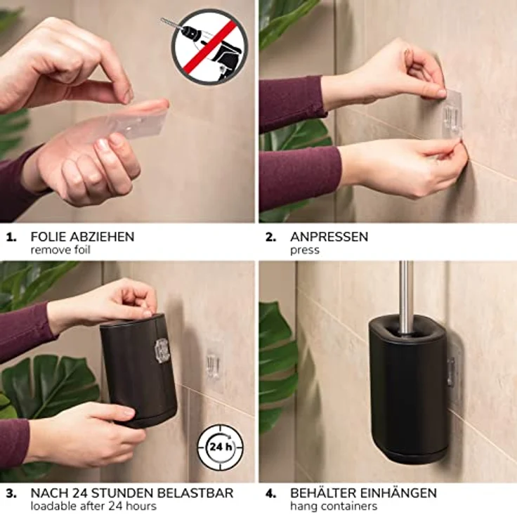 bremermann WC-Garnitur BARBENA mit Flexibler 3in1 Bürste aus TPR // WC-Bürste Edelstahlgriff (Schwarz) – Bild 4