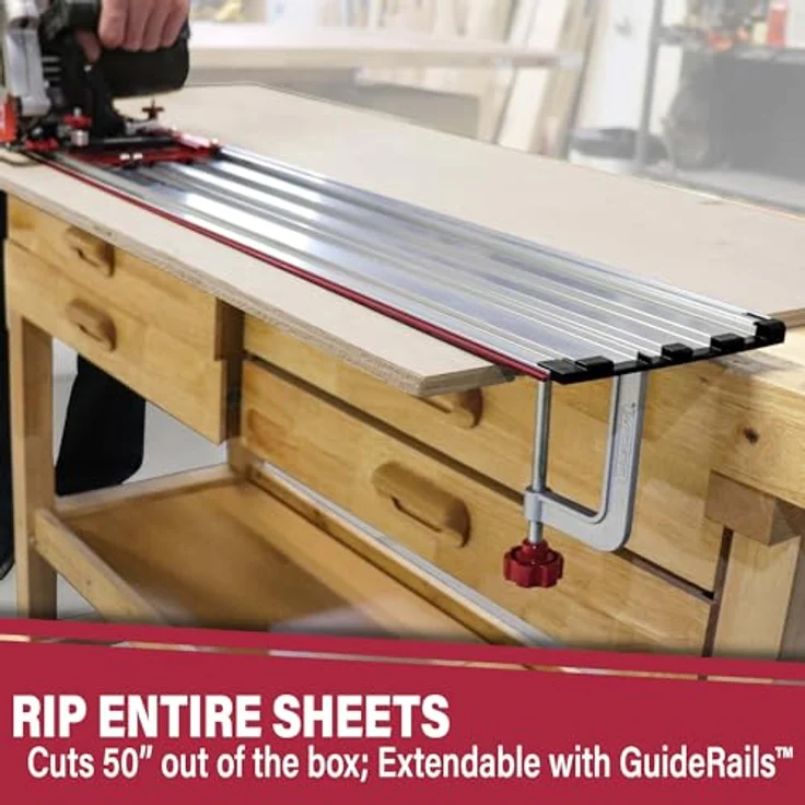 Milescraft 1409 Track Saw Guide – Führungsschiene 18,4 cm Kreissägen, 127 cm Schnittbereich, kabelgebundene und kabellose Sägen – Bild 5