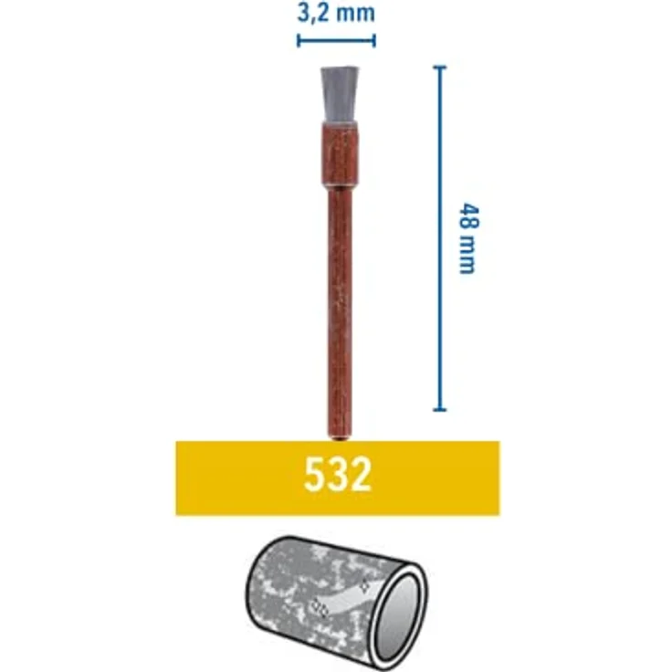 Dremel 532 Edelstahlbürste Zubehörsatz, 3 Edelstahlbürsten 3,2mm für die Reinigung rostfreier Materialien wie Aluminium, Edelstahl und Gold – Bild 3