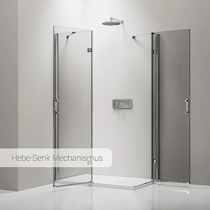 NEXTREND Eckdusche DX407, Schwingtüren aus 8 mm Nano Echtglas, Breiten wählbar, Türelement Rechts 80 cm, Türelement Links 120 cm – Bild 3