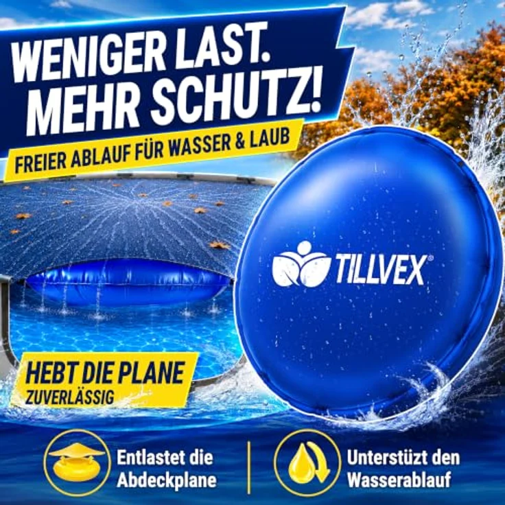tillvex® Poolkissen Winter XXL Ø 3 m Rund mit 12m Seil & Reparaturkit, frost- & chlorbeständig bis -20°C, inkl. Schraubventil – Bild 3