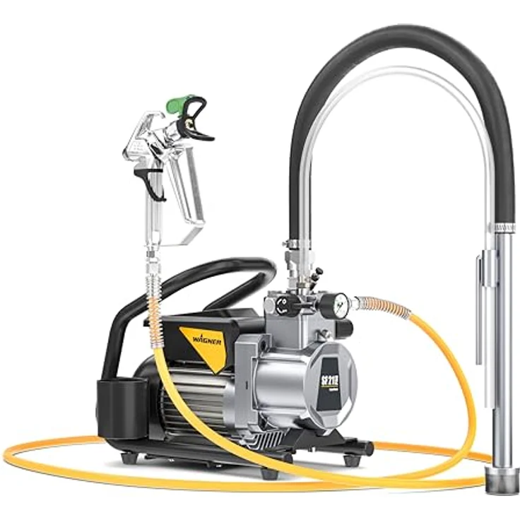 WAGNER Membranpumpe SuperFinish 21 Pro Airless HEA, 2,1 l/min Fördermenge mit 15 m HD-Schlauch, wartungsarm und pulsationsarm – Bild 2