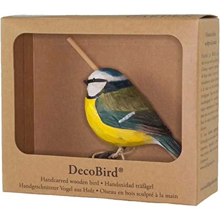 WILDLIFEGARDEN DecoBird Blaumeise WG402, Handgeschnitzte Holzfigur, Kleine Europäische Vögel, Umweltfreundlich bemalt – Bild 5