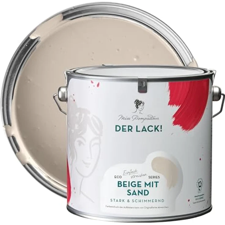 MissPompadour Holzfarbe Beige mit Sand, Seidenmatte Möbelfarbe für Innen & Außen, 2,5L, witterungsbeständig, hohe Deckkraft, geruchsarm – Bild 1