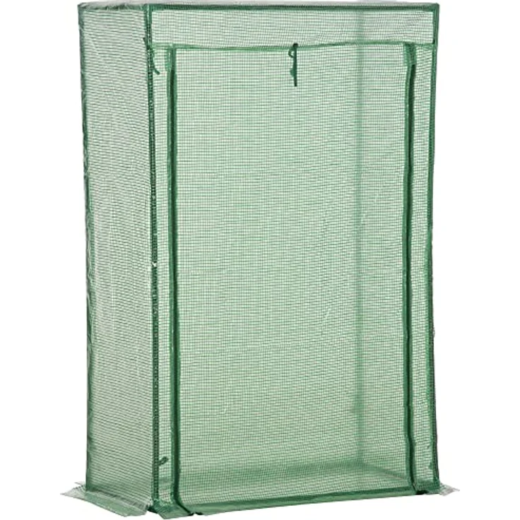 Outsunny Gewächshaus mit Tür, Winterfestes Foliengewächshaus aus Stahl, Treibhaus für Balkon und Garten, 100x50x150cm, ideal für Tomaten, Gemüse und Pflanzen, Grün – Bild 1
