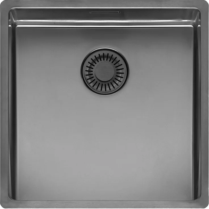 Reginox R38710 Spüle NEW YORK 40X40 Comfort Gun Metal II, flächenbündiger Unterbau für Schrankbreite ab 50 cm, hygienischer Integralablauf