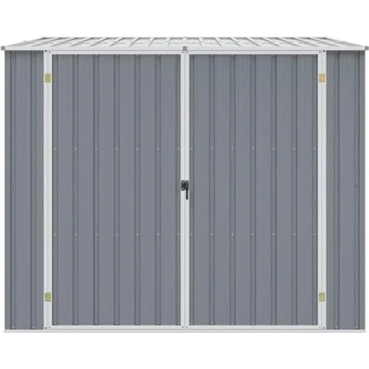 vidaXL Gerätehaus Grau 195x198x159 cm Verzinkter Stahl, Doppeltür, Schrägdach, langlebig – Bild 7