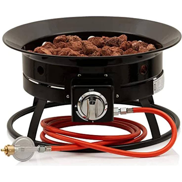 BBQ-Toro Gas Feuerstelle mit Lavasteinen | Ø 48 cm - 12 kW | Outdoor Feuerstelle Gas, Feuerschale Camping, Gartenfeuerschale, Gas Fire Pit Outdoor | Feuerschalen für den Garten, Terrasse, Camping – Bild 1