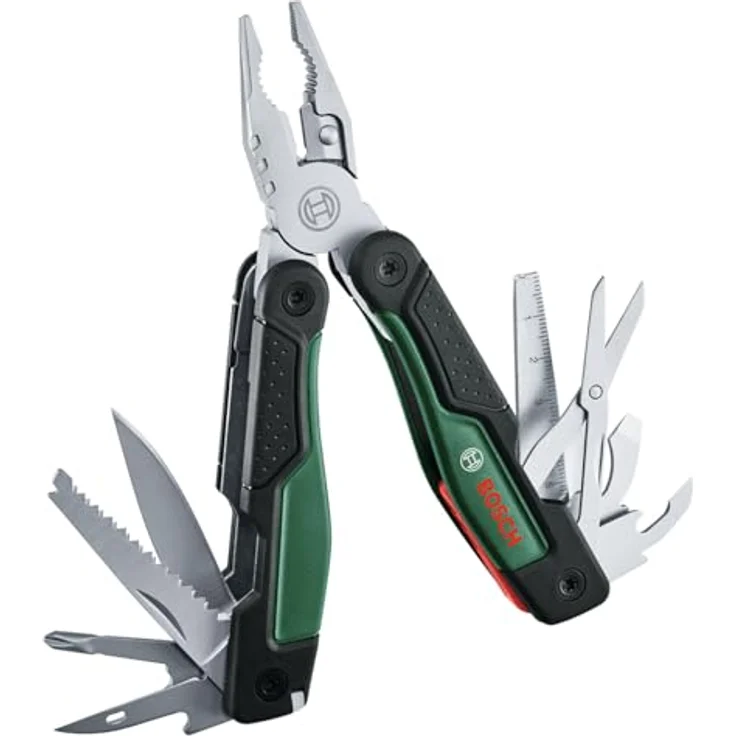Bosch 16-in-1 Multi-Tool, Multifunktionswerkzeug aus Edelstahl mit Softgrip, verriegelbarer Zange, Schraubendrehern, Messern und Säge für Heimwerken und Camping – Bild 1
