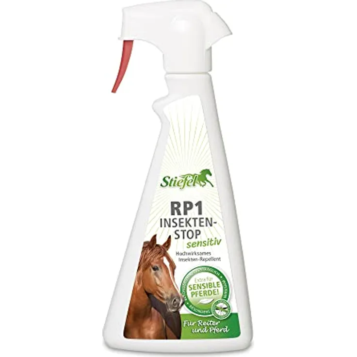 Stiefel RP1 Insekten-Stop Sensitiv für Pferde, hochwirksamer Insektenschutz, beinahe geruchslos, Fliegenspray gegen Mücken, Bremsen, Zecken, mehrere St&en Wirksamkeit, auch für Ekzemer, 500ml