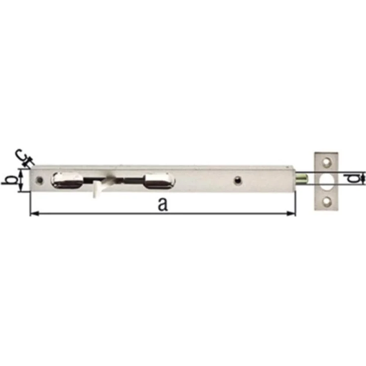 GAH Türbeschlag + Scharnier, Rohrkantriegel Länge 250 mm Breite 20 mm Höhe 15 mm Stahl silber mit Schließblech