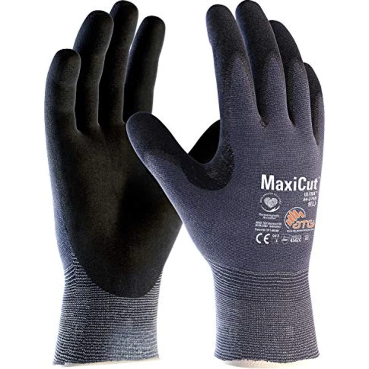 ATG Schnittschutzhandschuhe MaxiCut Ultra, 12 Paar, blau/schwarz, höchste Schnittfestigkeit Stufe 5