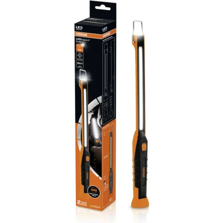 OSRAM LEDinspect SLIM 250, Arbeitsleuchte mit 250 Lumen, 6000K weißem Licht, 180°-Ratschenmechanismus und Aufhängehaken