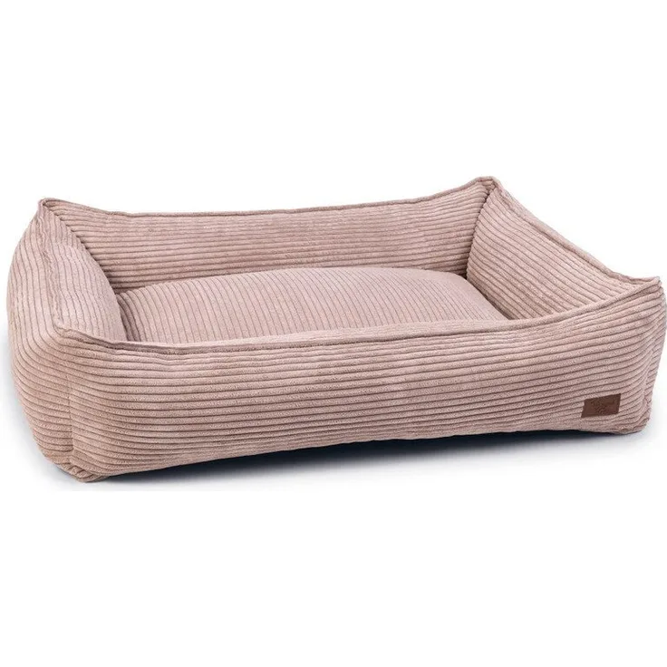 Designed By Lotte Tierbett Liegebett Ribbed rosa, superweich mit Flockenfüllung und Anti-Rutsch Material
