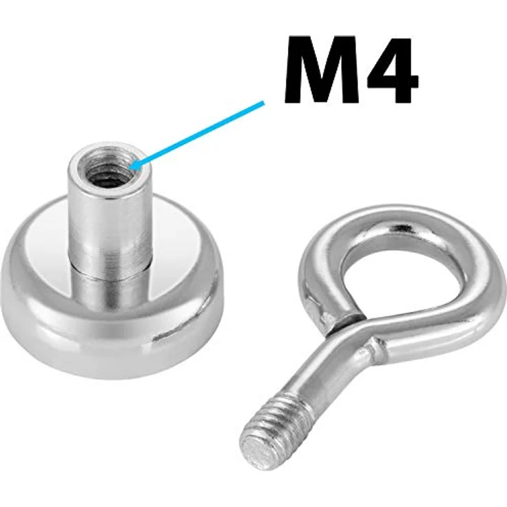 Poppstar 20 Stück Ösenmagnete klein Haftkraft 8kg, Durchmesser 16mm Mini Magnetösen Neodym Mini-Haken – Bild 4
