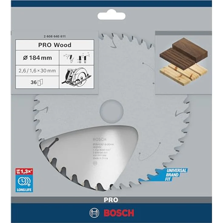 Bosch Professional Kreissägeblatt Optiline Wood (für Holz, 184 x 30 x 2,6 mm, 36 Zähne, Zubehör Kreissäge) – Bild 2