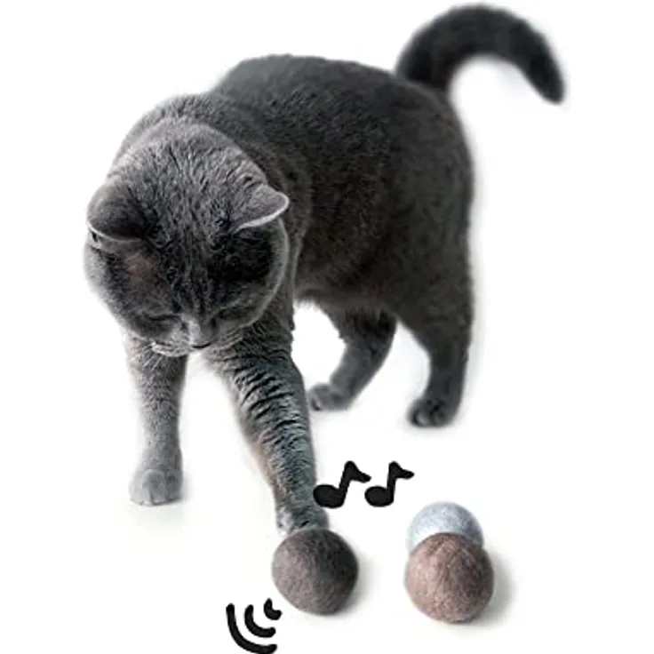 LucyBalu® Filzbälle mit Glöckchen für Katzen | Katzenspielzeug | Katzenbälle aus Filz | Katzen Spielsachen aus Wolle | Natürliches Spielzeug für Katzen | Spielbälle für Katzen mit Glocke | 3 Stück