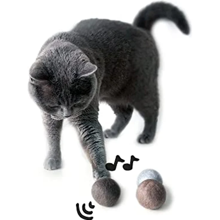 LucyBalu® Filzbälle mit Glöckchen für Katzen | Katzenspielzeug | Katzenbälle aus Filz | Katzen Spielsachen aus Wolle | Natürliches Spielzeug für Katzen | Spielbälle für Katzen mit Glocke | 3 Stück – Bild 1
