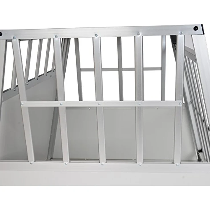 EUGAD Tiertransportbox, Hundetransportbox Alu Reisebox Autobox 85x65x69 cm, Silber, mit Sicherheitsverschluss und guter Belüftung - Preisvergleich – Bild 5