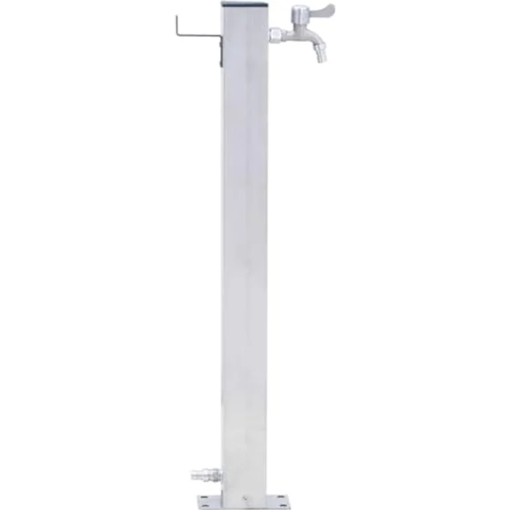 vidaXL Wassersäule für den Garten, Wasserhahn mit 1 Haken, Gartenwassersäule für Gartenbewässerung, Wasserzapfsäule Wasserzapfstelle, Edelstahl Quadratisch – Bild 3
