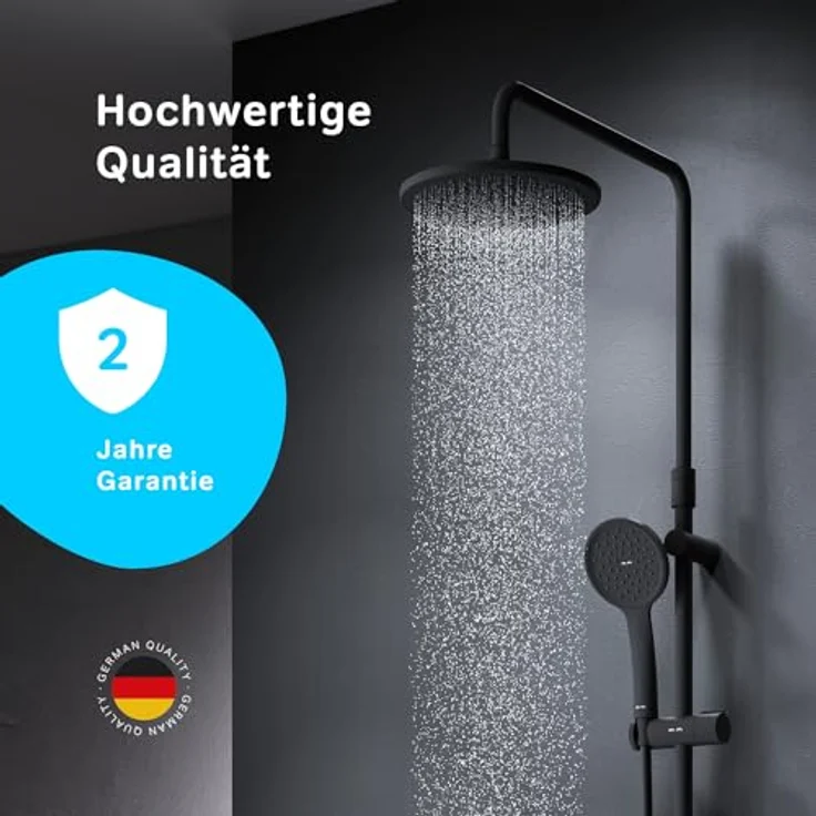 AM.PM Duschsystem Brausegarnitur Hit Duschstange mit Regendusche höhenverstellbar, mattschwarz, Komplett-Set, Handbrausenhalter - Preisvergleich – Bild 3