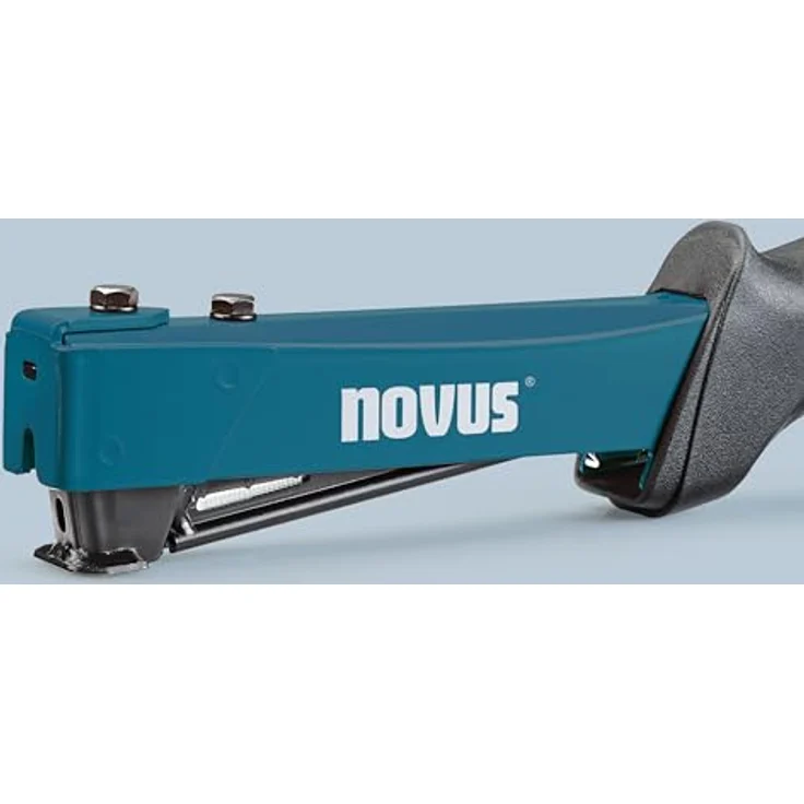 Novus Tools Hammertacker J-044, für 6-12 mm Flachdrahtklammern Typ G, robustes Vollmetallgehäuse mit ergonomischem, rutschfestem Griff, blau – Bild 2