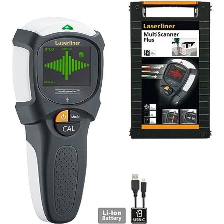 LASERLINER MultiScanner Plus 080.967A, Leitungsortungsgerät mit Ortungstiefe bis 120 mm, inkl. Tiefenanzeige und Tragekoffer – Bild 2