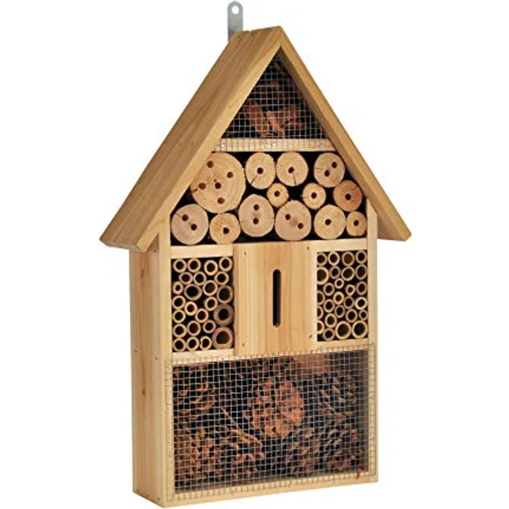 Natur Insektenhotel zum aufhängen - 48 x 31 cm - Insektenhaus zum hängen - Schmetterlilng Bienen Marienkäfer Nisthilfe Haus Hotel